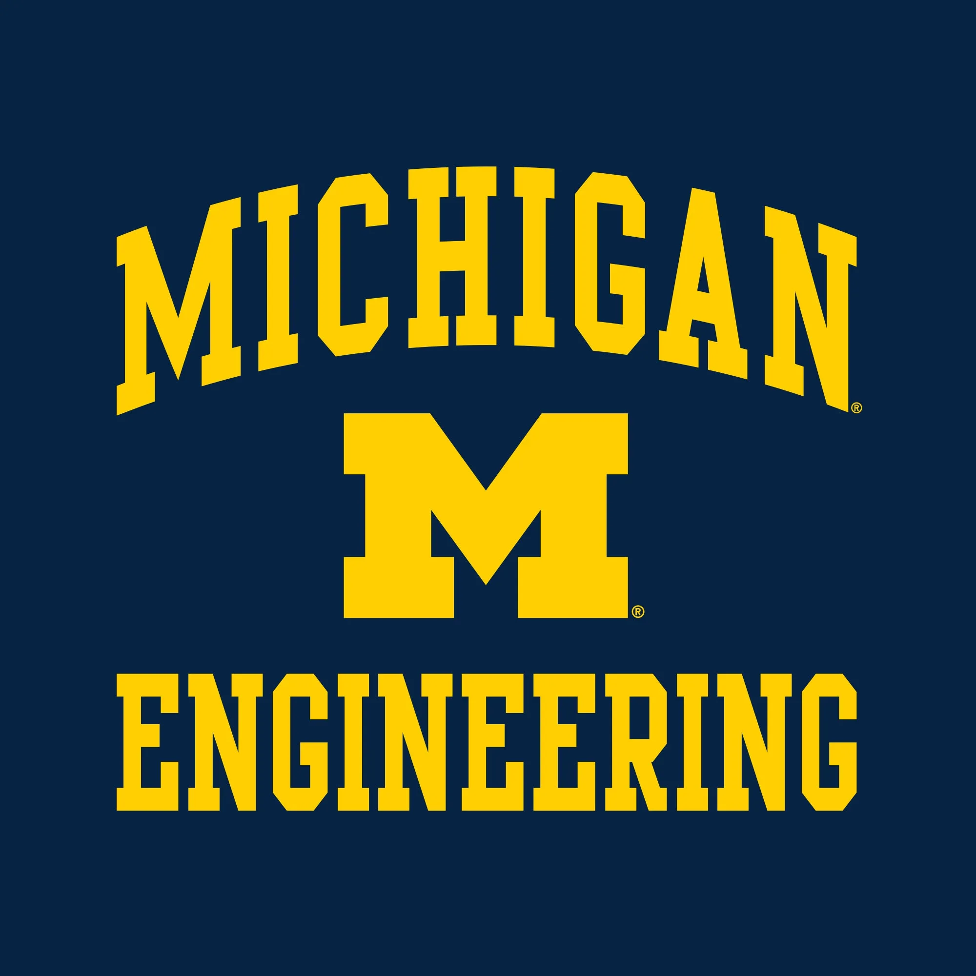 Arch Logo Engineering University of Michigan Basic Cotton Short Sleeve T-Shirt - Navy