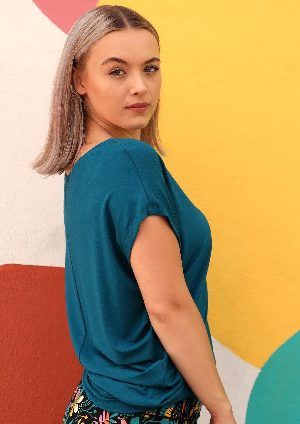 Asymmetrical Rayon Top Teal