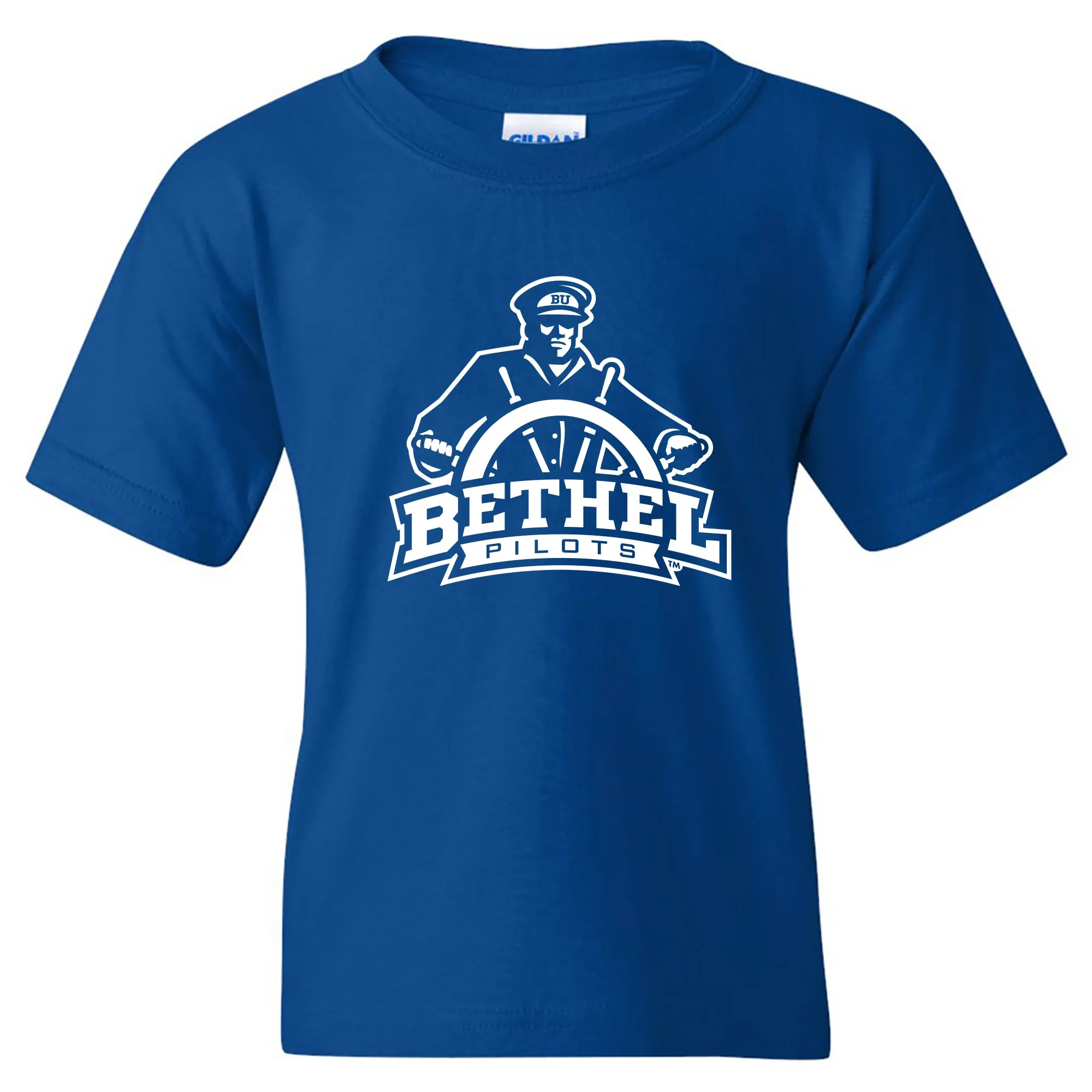 Bethel University Pilots Primary Logo Youth Short Sleeve T Shirt - Royal