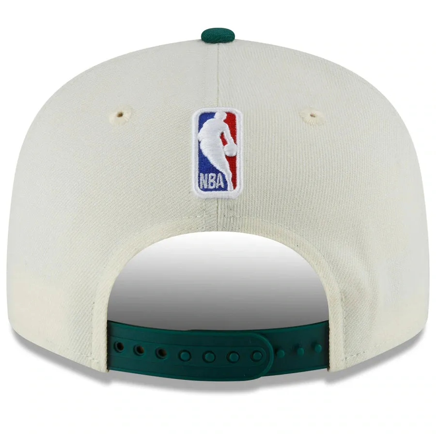 Boston Celtics New Era 2023/24 City Edition Official 9FIFTY Snapback Hat - Cream/Kelly Green