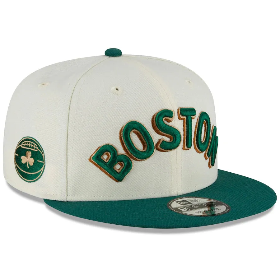 Boston Celtics New Era 2023/24 City Edition Official 9FIFTY Snapback Hat - Cream/Kelly Green