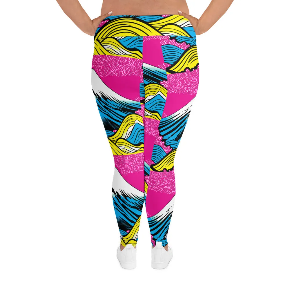 Colorful and Vibrant Roy Lichtenstein Mt Fuji Yoga Plus Sized Pants for Women 001