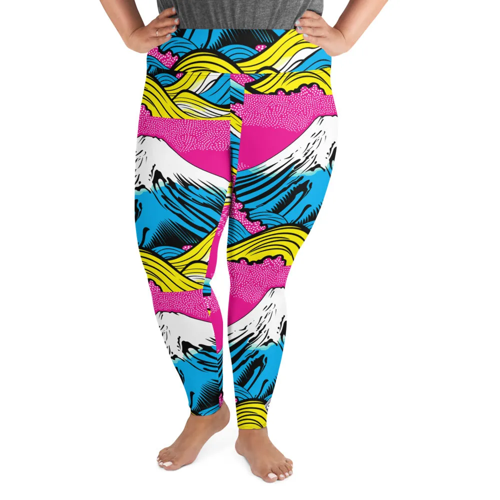 Colorful and Vibrant Roy Lichtenstein Mt Fuji Yoga Plus Sized Pants for Women 001