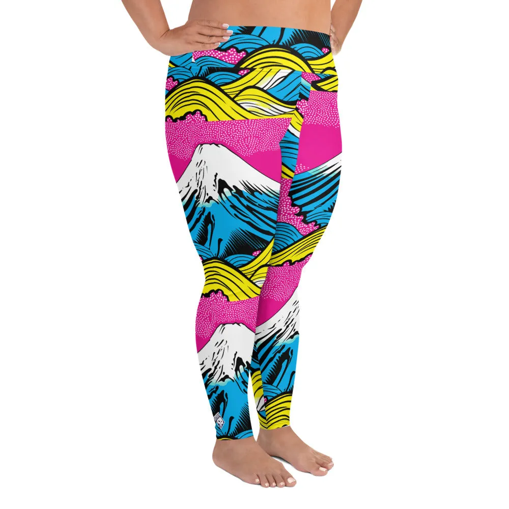 Colorful and Vibrant Roy Lichtenstein Mt Fuji Yoga Plus Sized Pants for Women 001