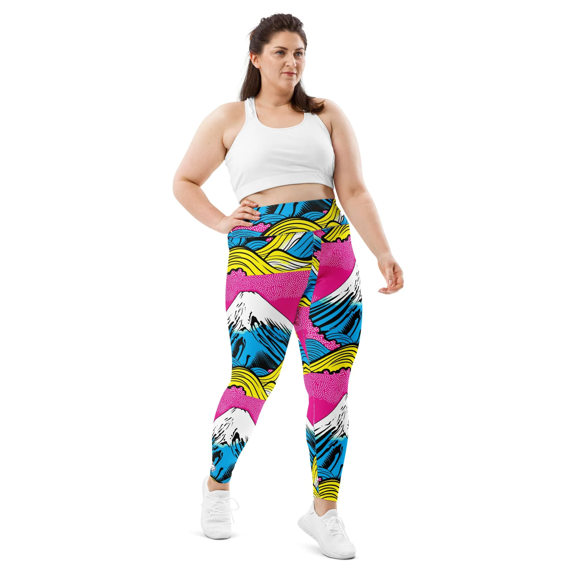 Colorful and Vibrant Roy Lichtenstein Mt Fuji Yoga Plus Sized Pants for Women 001