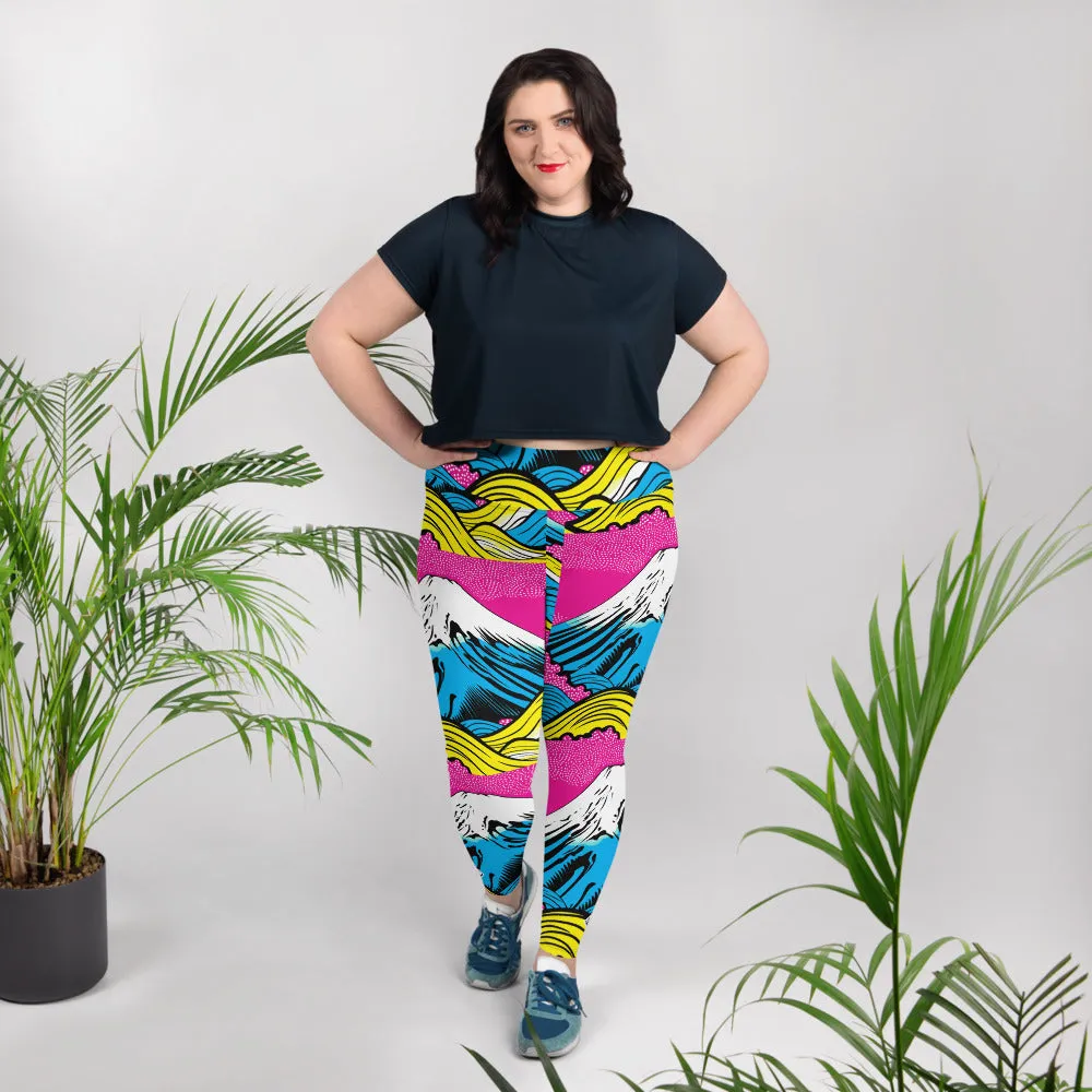 Colorful and Vibrant Roy Lichtenstein Mt Fuji Yoga Plus Sized Pants for Women 001