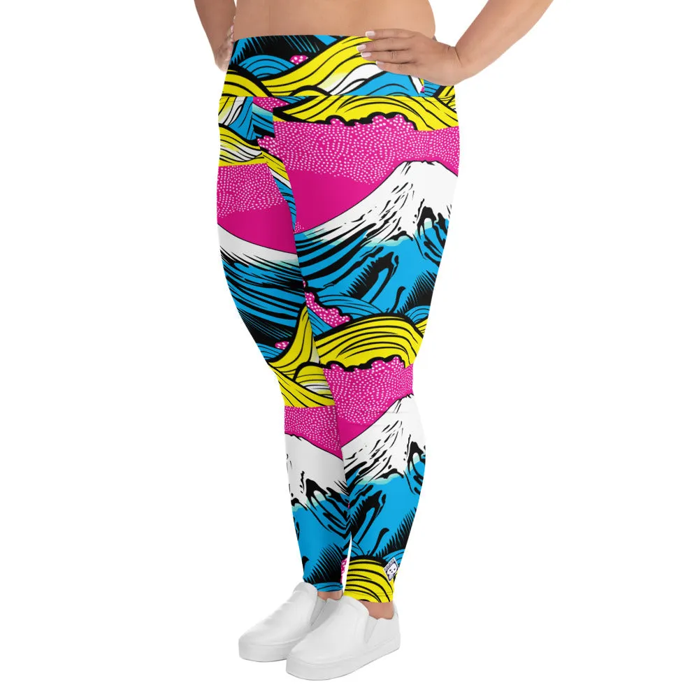 Colorful and Vibrant Roy Lichtenstein Mt Fuji Yoga Plus Sized Pants for Women 001