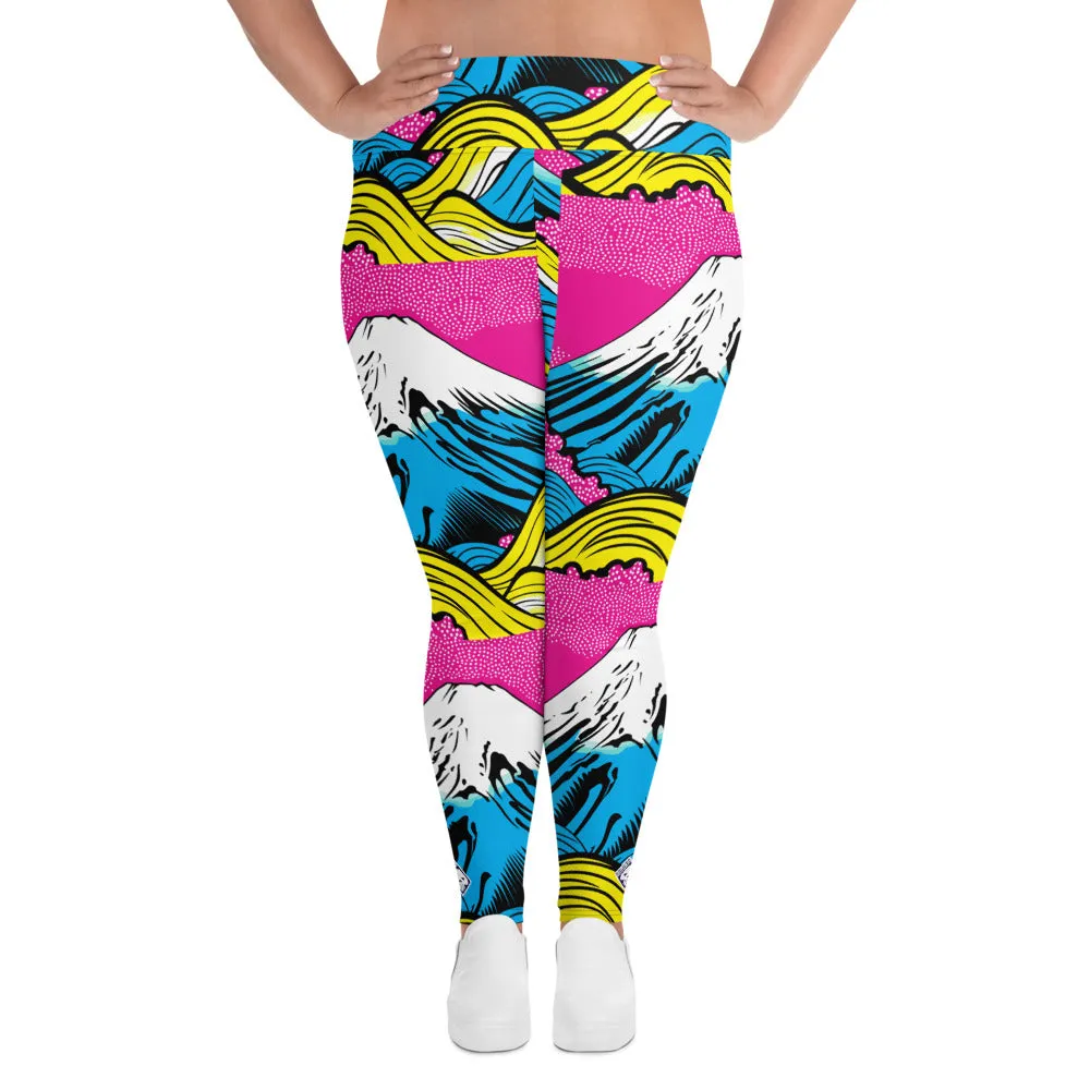 Colorful and Vibrant Roy Lichtenstein Mt Fuji Yoga Plus Sized Pants for Women 001