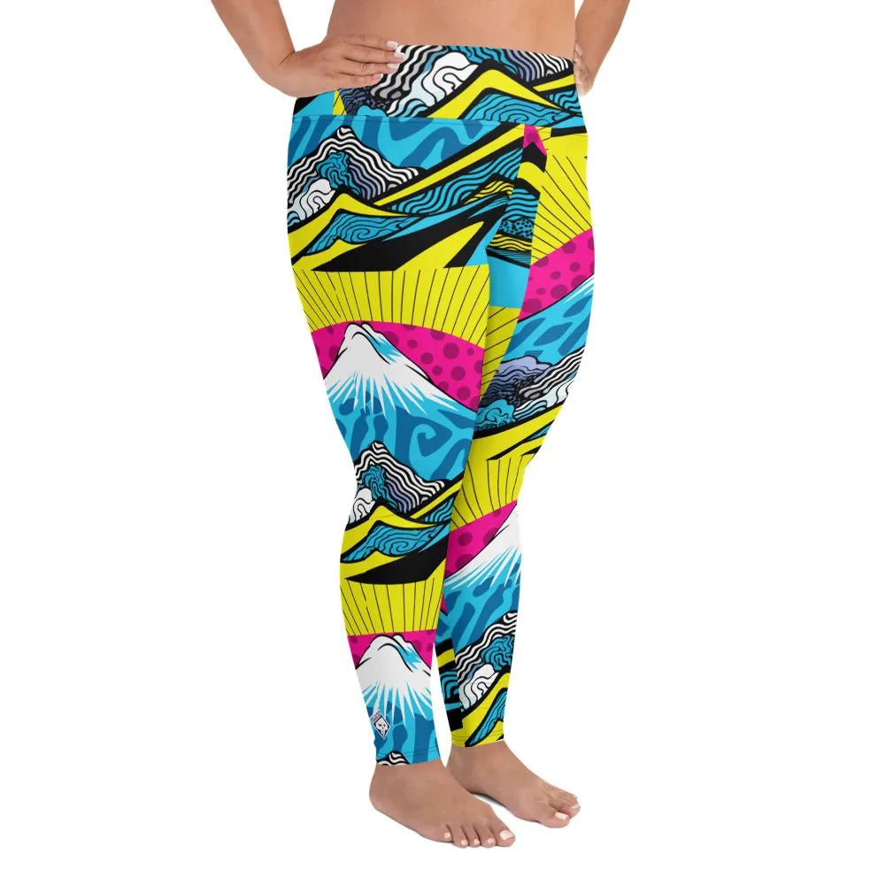 Colorful and Vibrant Roy Lichtenstein Mt Fuji Yoga Plus Sized Pants for Women 002