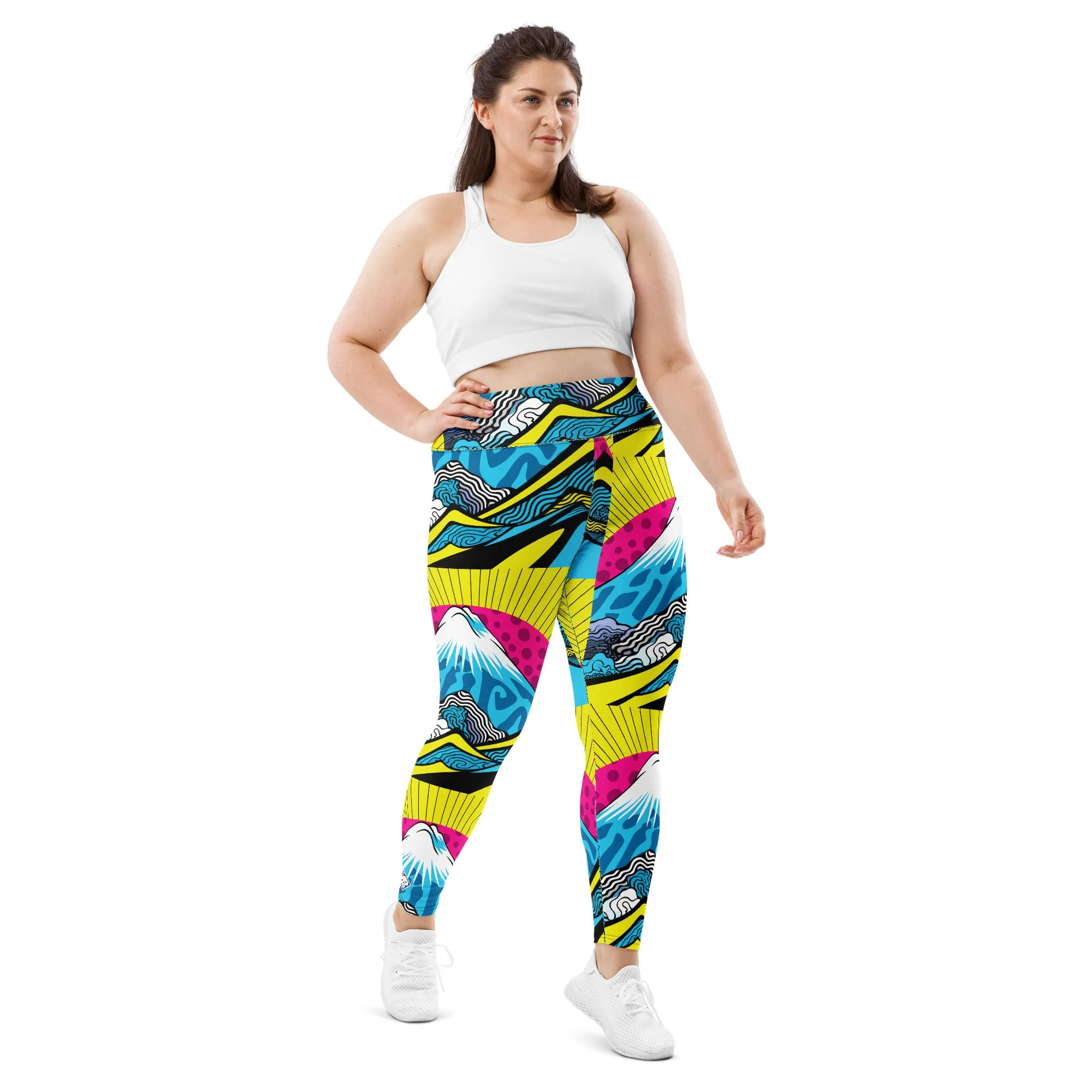 Colorful and Vibrant Roy Lichtenstein Mt Fuji Yoga Plus Sized Pants for Women 002