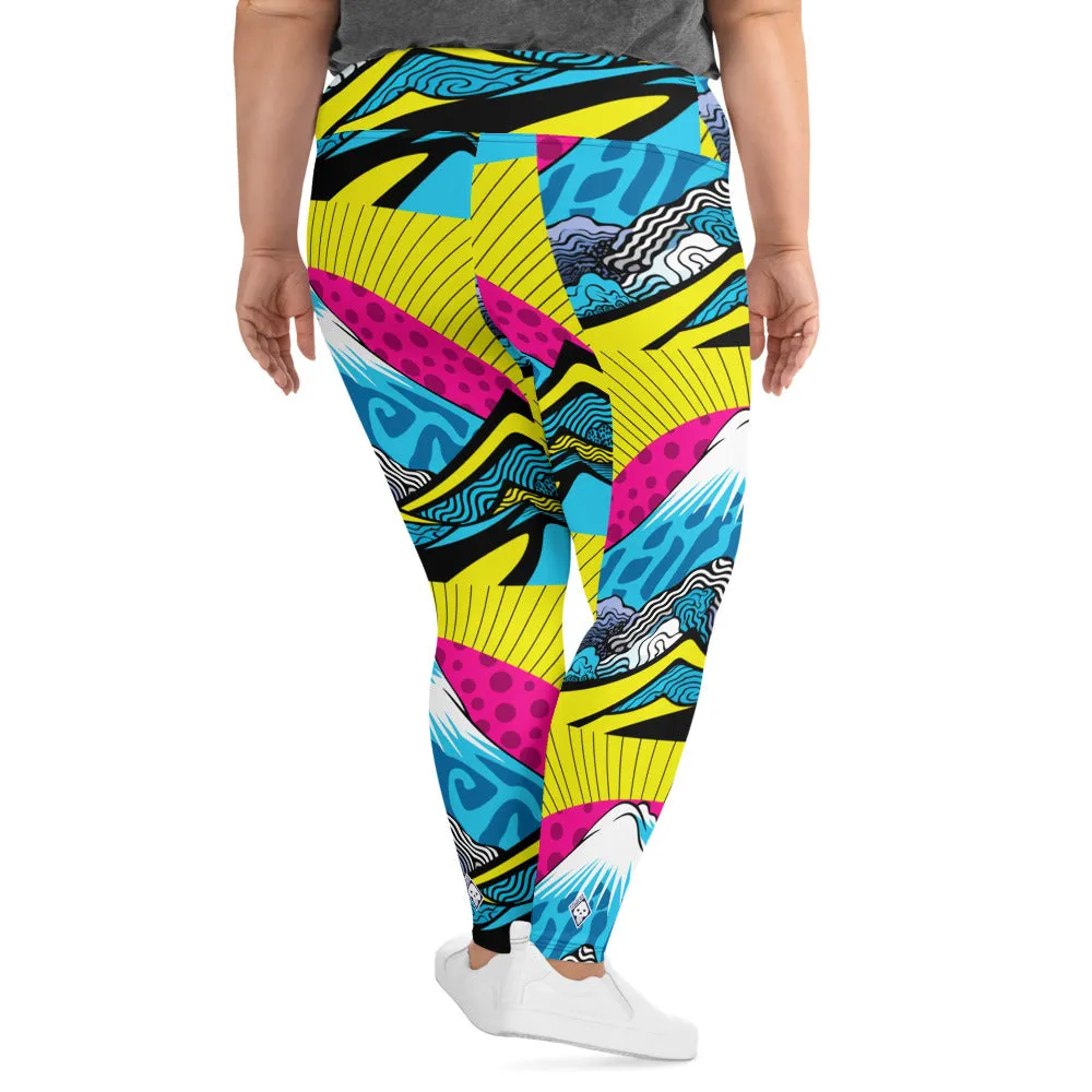 Colorful and Vibrant Roy Lichtenstein Mt Fuji Yoga Plus Sized Pants for Women 002