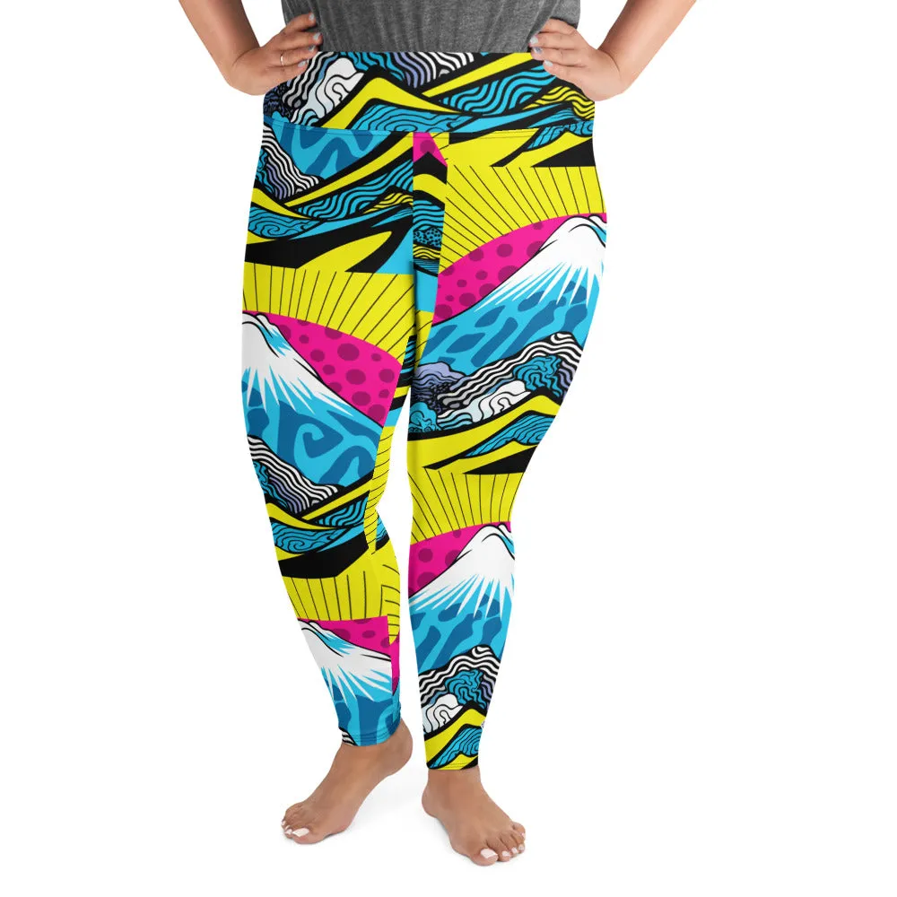 Colorful and Vibrant Roy Lichtenstein Mt Fuji Yoga Plus Sized Pants for Women 002