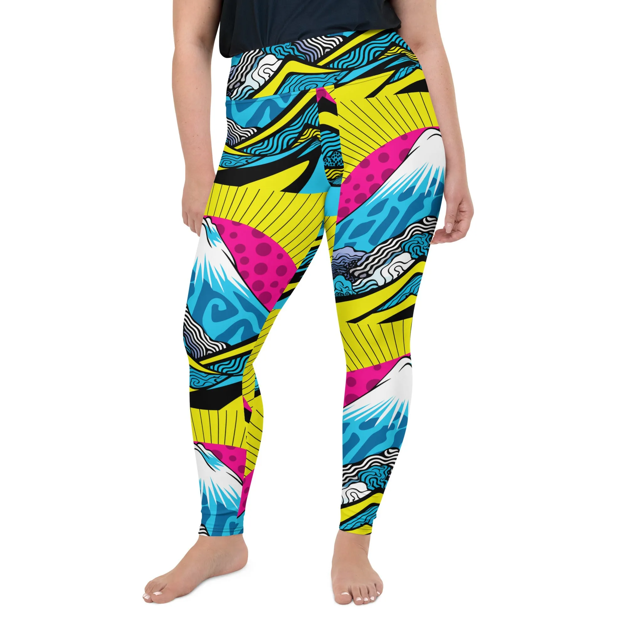 Colorful and Vibrant Roy Lichtenstein Mt Fuji Yoga Plus Sized Pants for Women 002