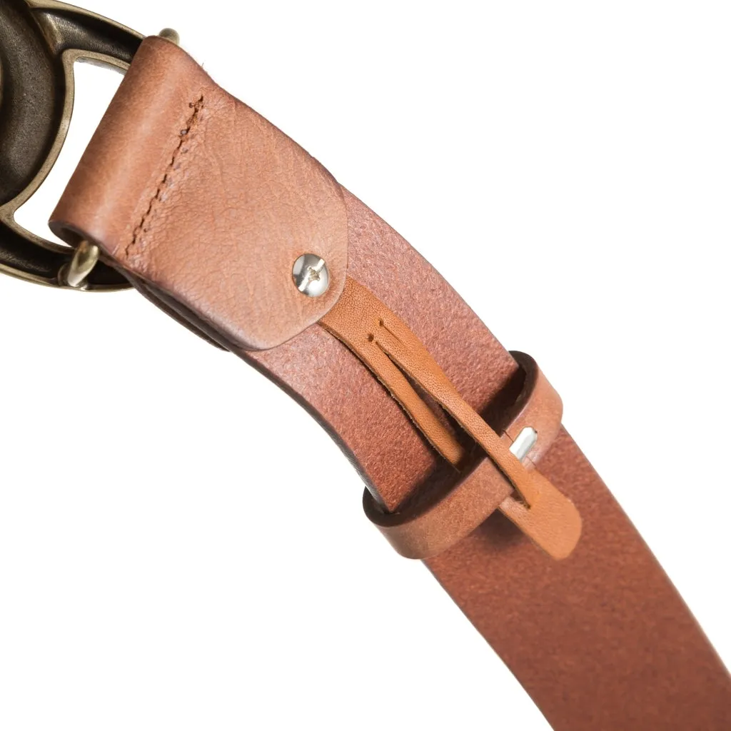 Jeans leatherbelt with nice buckle / 14908 - Cognac