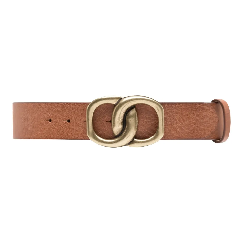 Jeans leatherbelt with nice buckle / 14908 - Cognac