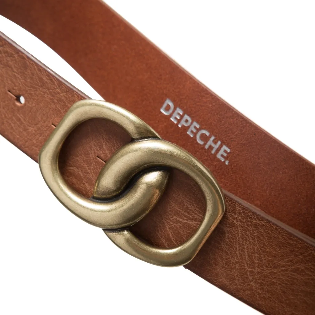 Jeans leatherbelt with nice buckle / 14908 - Cognac