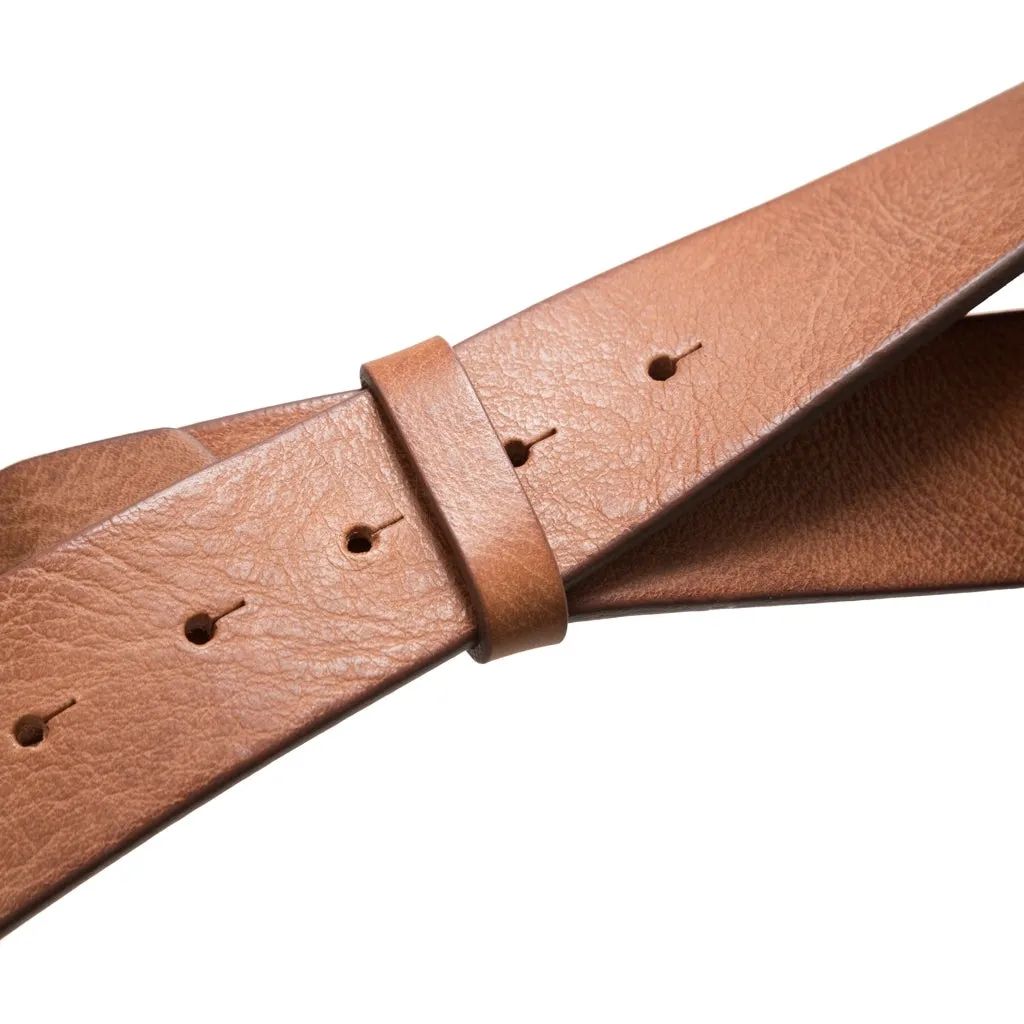 Jeans leatherbelt with nice buckle / 14908 - Cognac