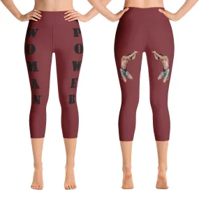 Our best viral leggings burgundy woman power black letters