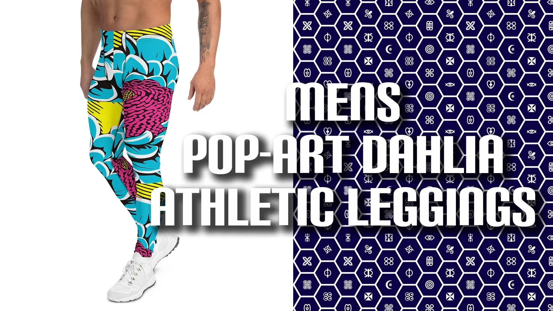 Unleash Your Inner Pop Art Fan with Men's Dahlia Print Athletic Leggings 002