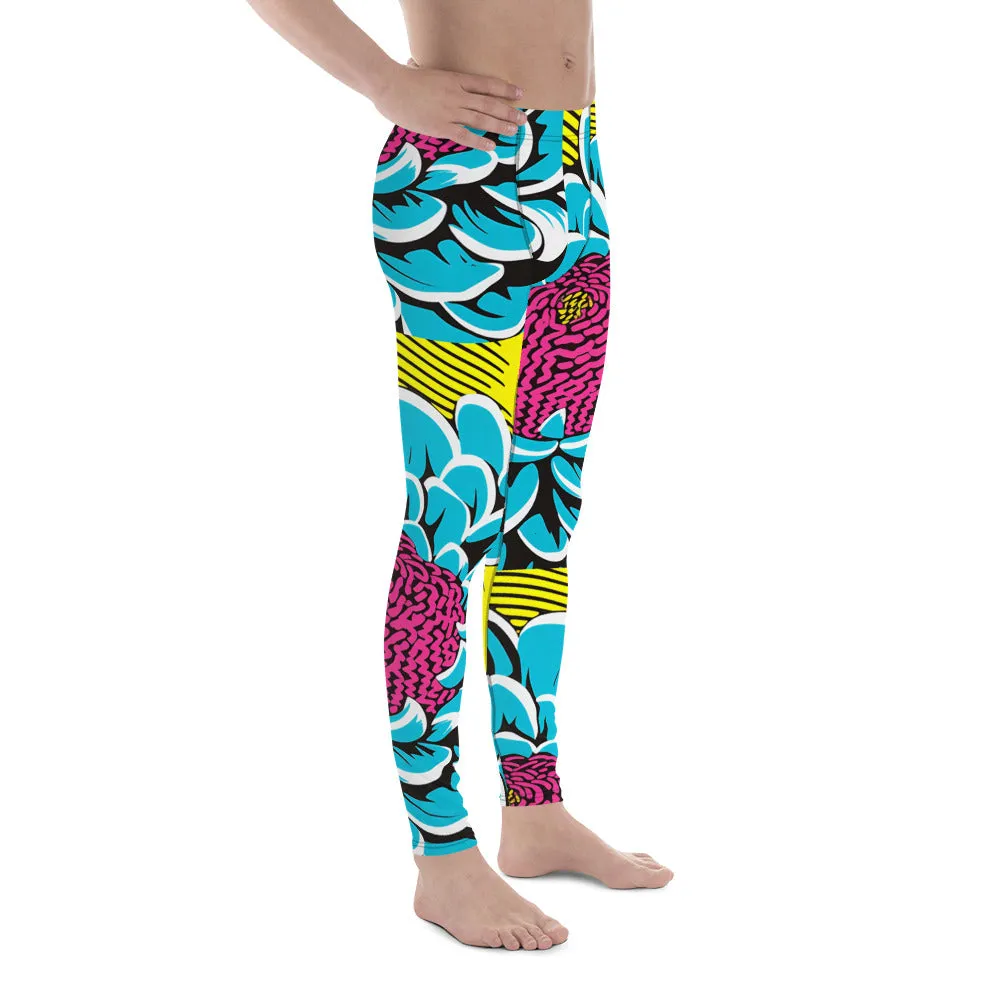 Unleash Your Inner Pop Art Fan with Men's Dahlia Print Athletic Leggings 002