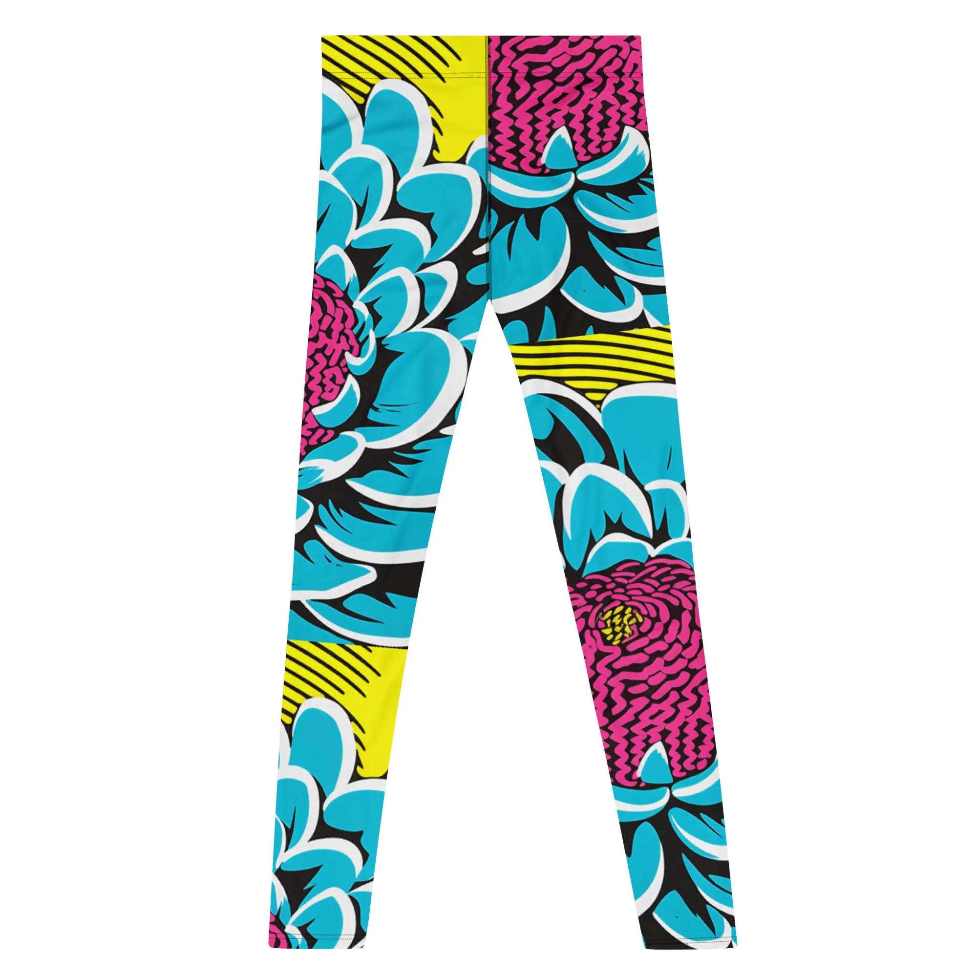 Unleash Your Inner Pop Art Fan with Men's Dahlia Print Athletic Leggings 002