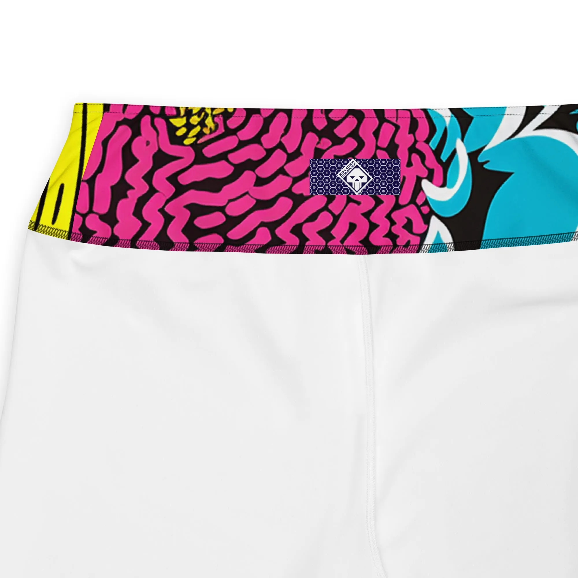 Women's Plus Size Pop Art Yoga Pants - Roy Lichtenstein Inspired Dahlia Print 002