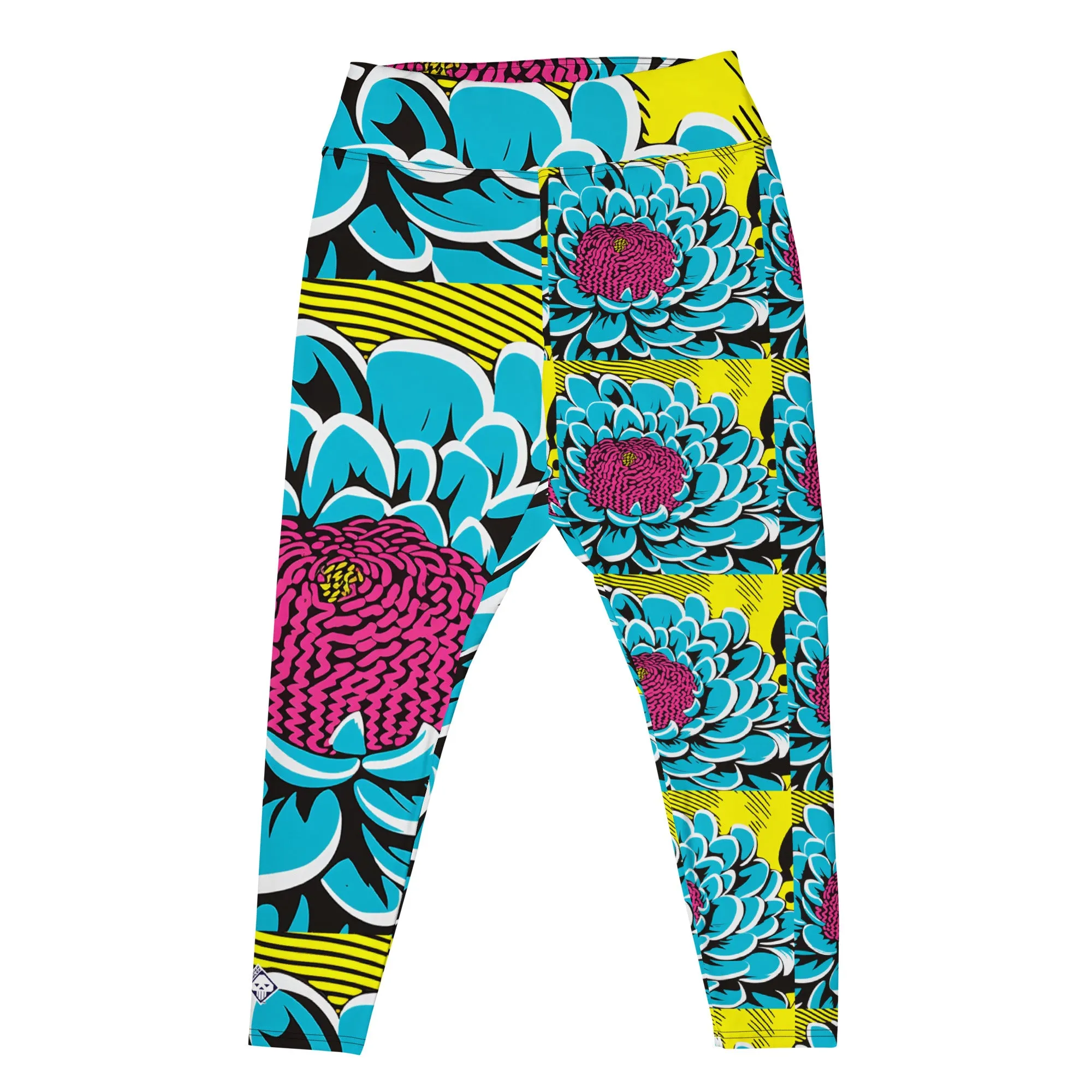 Women's Plus Size Pop Art Yoga Pants - Roy Lichtenstein Inspired Dahlia Print 002