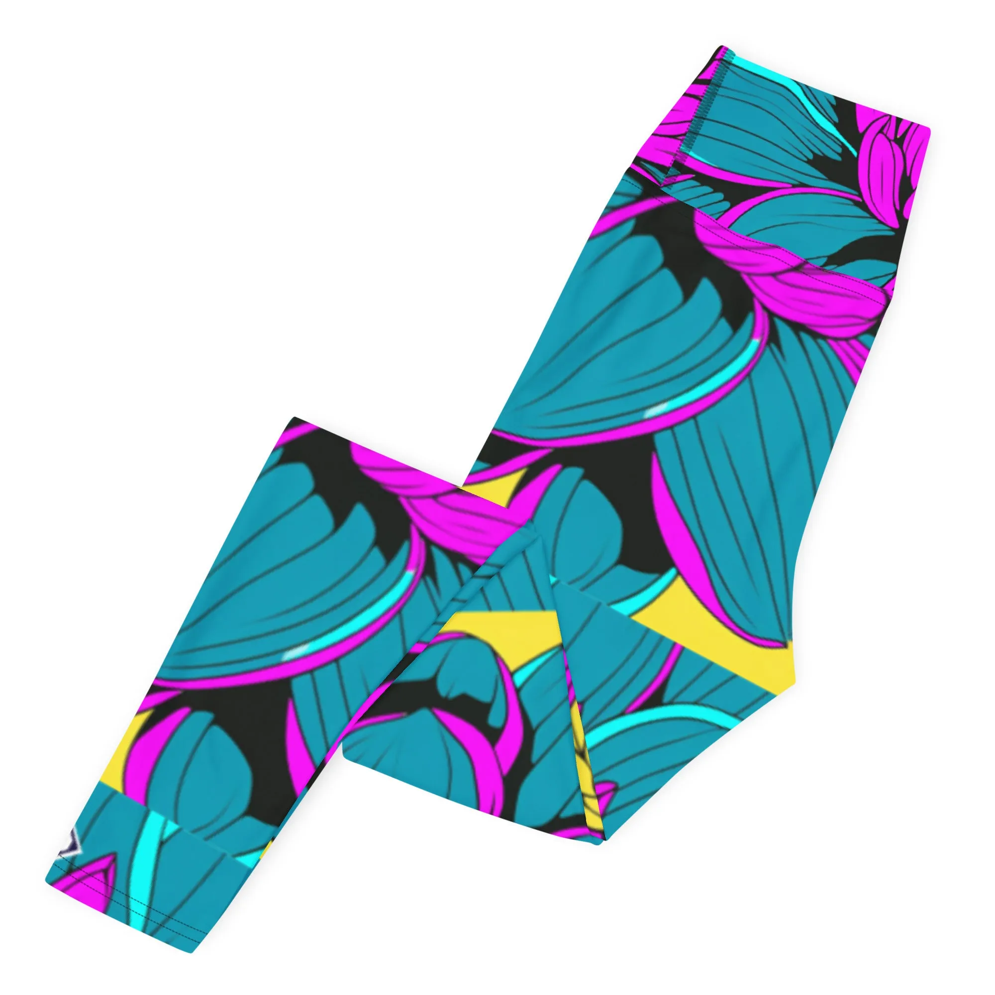 Women's Pop Art Yoga Pants - Roy Lichtenstein Inspired Dahalia Print 001