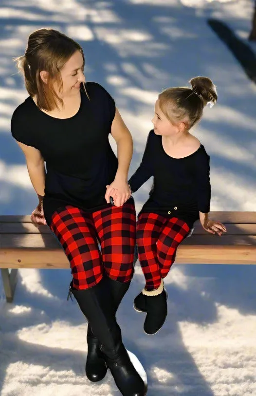 Womens Red Plaid Christmas Leggings, Holiday Leggings, Soft Yoga Pants, Sizes 0-20, Red/Black, Exclusive Leggings