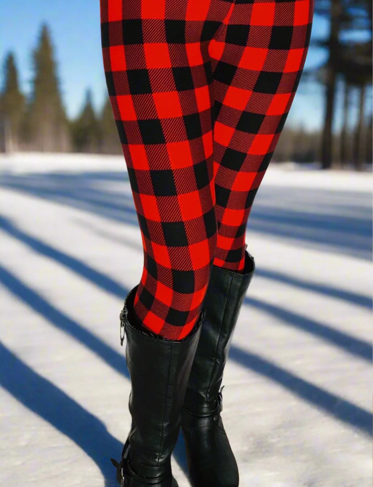 Womens Red Plaid Christmas Leggings, Holiday Leggings, Soft Yoga Pants, Sizes 0-20, Red/Black, Exclusive Leggings