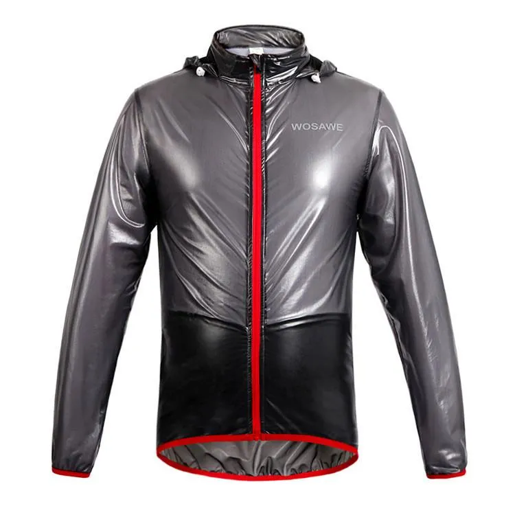 WOSAWE Waterproof Windproof Black Cycling Raincoat