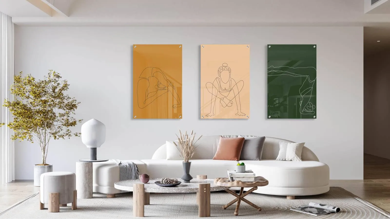 Yoga Style Set of 3 Prints Modern Wall Art Modern Artwork